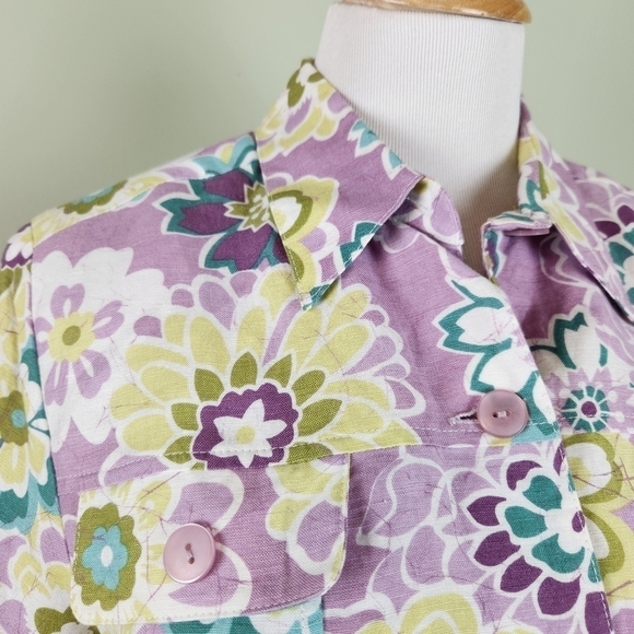 Alfred Dunner Floral Linen Jacket Blazer - Picture 6 of 9